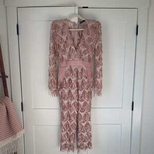 NEW Zhivago Pink Sequin Long Sleeve Jumpsuit
